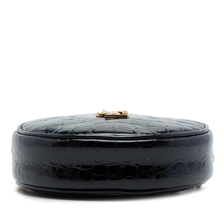 Saint Laurent Croc embossé Rond Vinyle Sac caméra Noir – vue 3 – GABY PARIS