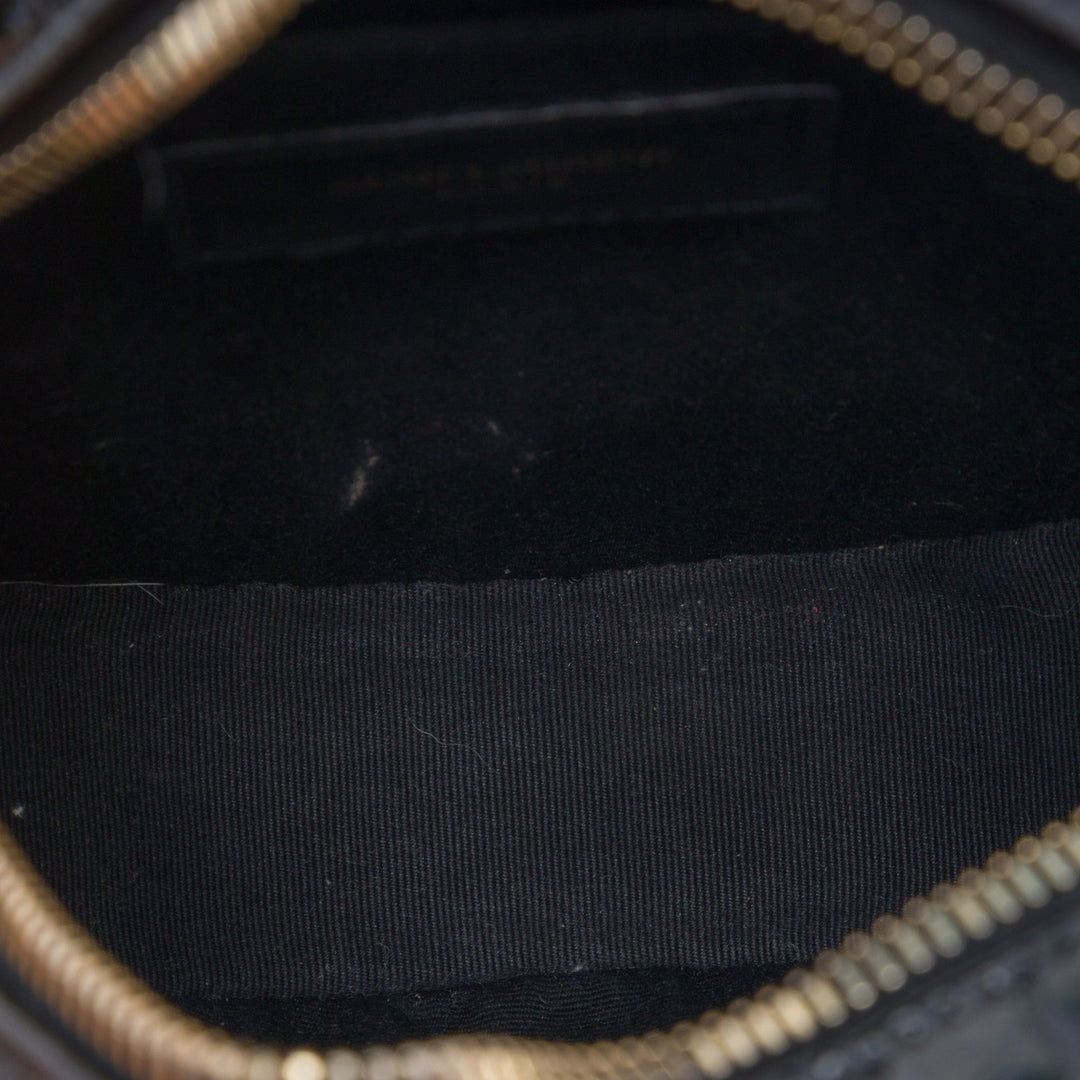Saint Laurent Croc embossé Rond Vinyle Sac caméra Noir – vue 4 – GABY PARIS