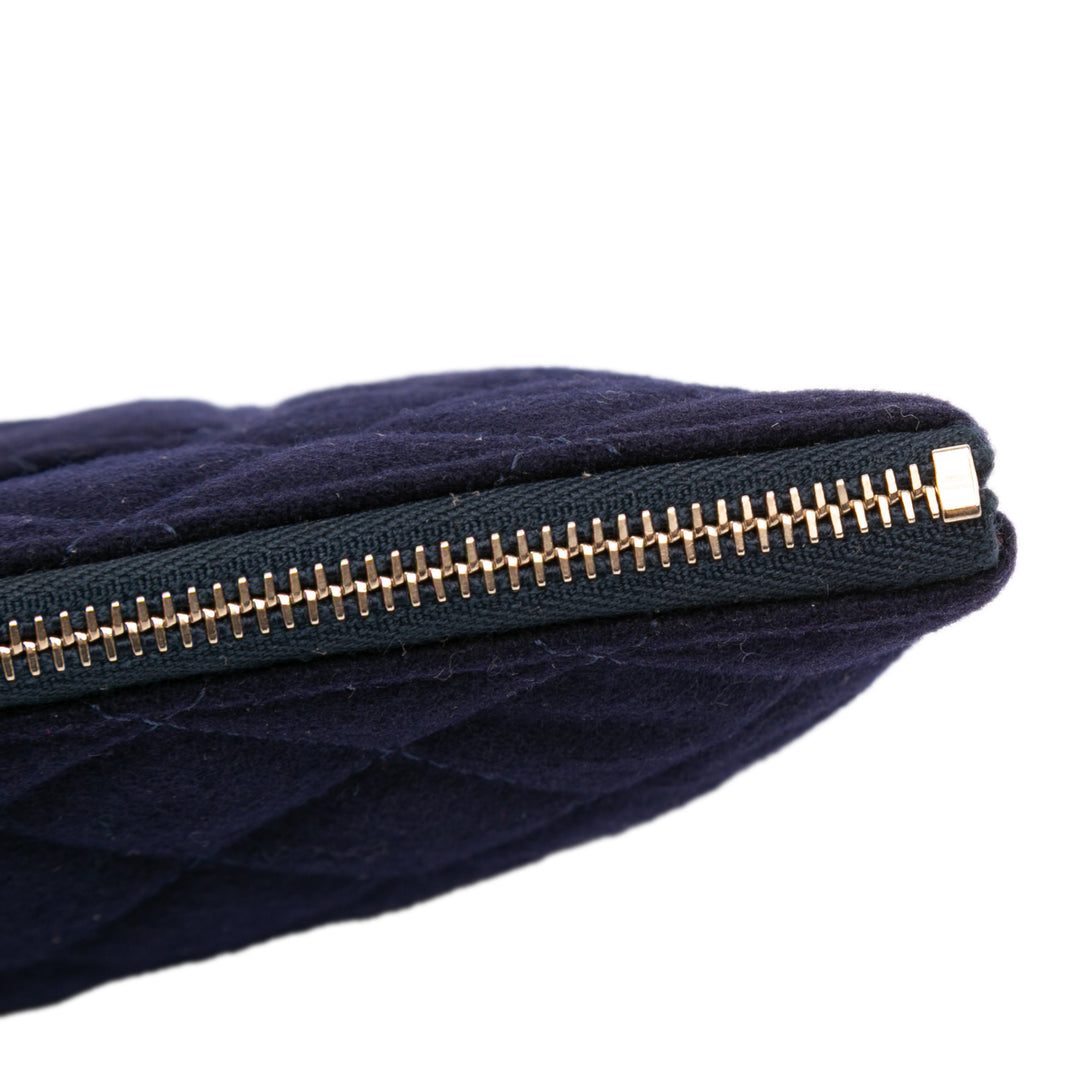 Paris Hamburg Medium Quilted Wool Coco Sailor Charms O Case Clutch Blue - Gaby Paris