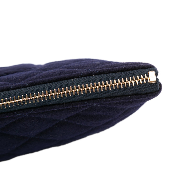 Paris Hamburg Medium Quilted Wool Coco Sailor Charms O Case Clutch Blue - Gaby Paris