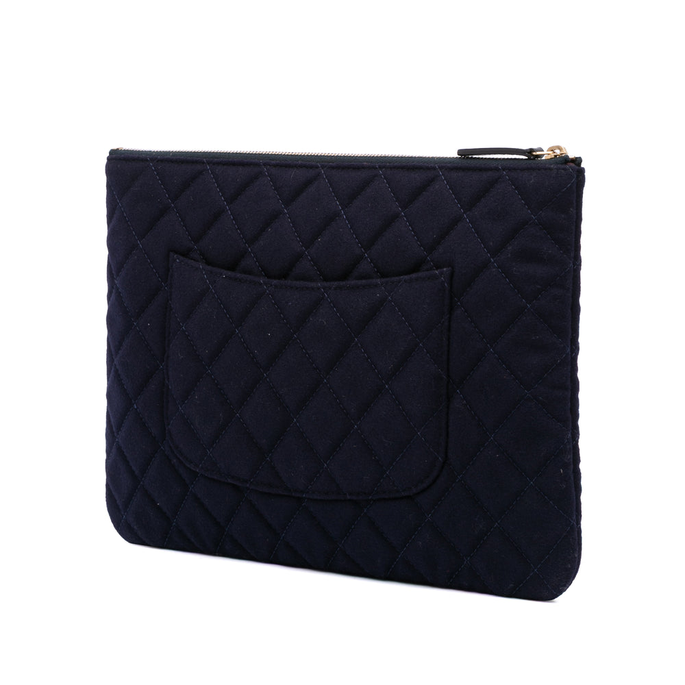 Paris Hamburg Medium Quilted Wool Coco Sailor Charms O Case Clutch Blue - Gaby Paris