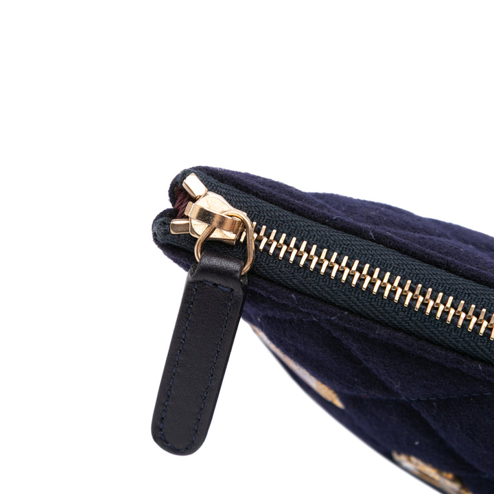 Paris Hamburg Medium Quilted Wool Coco Sailor Charms O Case Clutch Blue - Gaby Paris