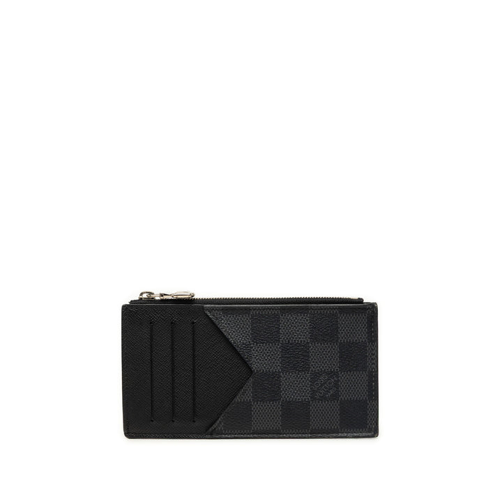 Coin Porte-cartes Damier Graphite Noir
