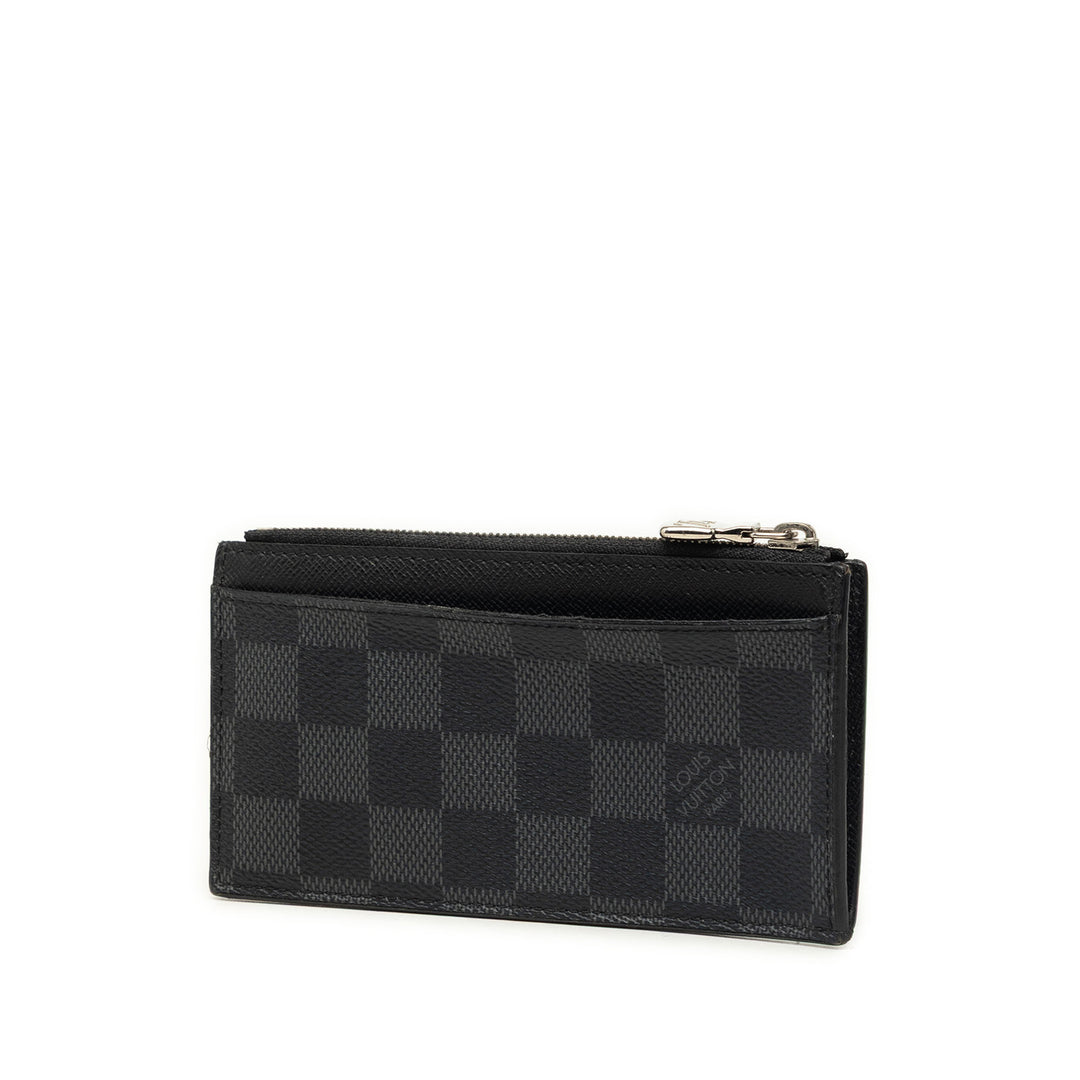 Coin Porte-cartes Damier Graphite Noir