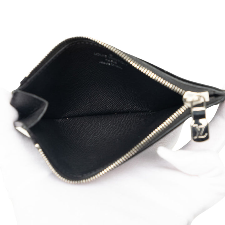 Coin Porte-cartes Damier Graphite Noir