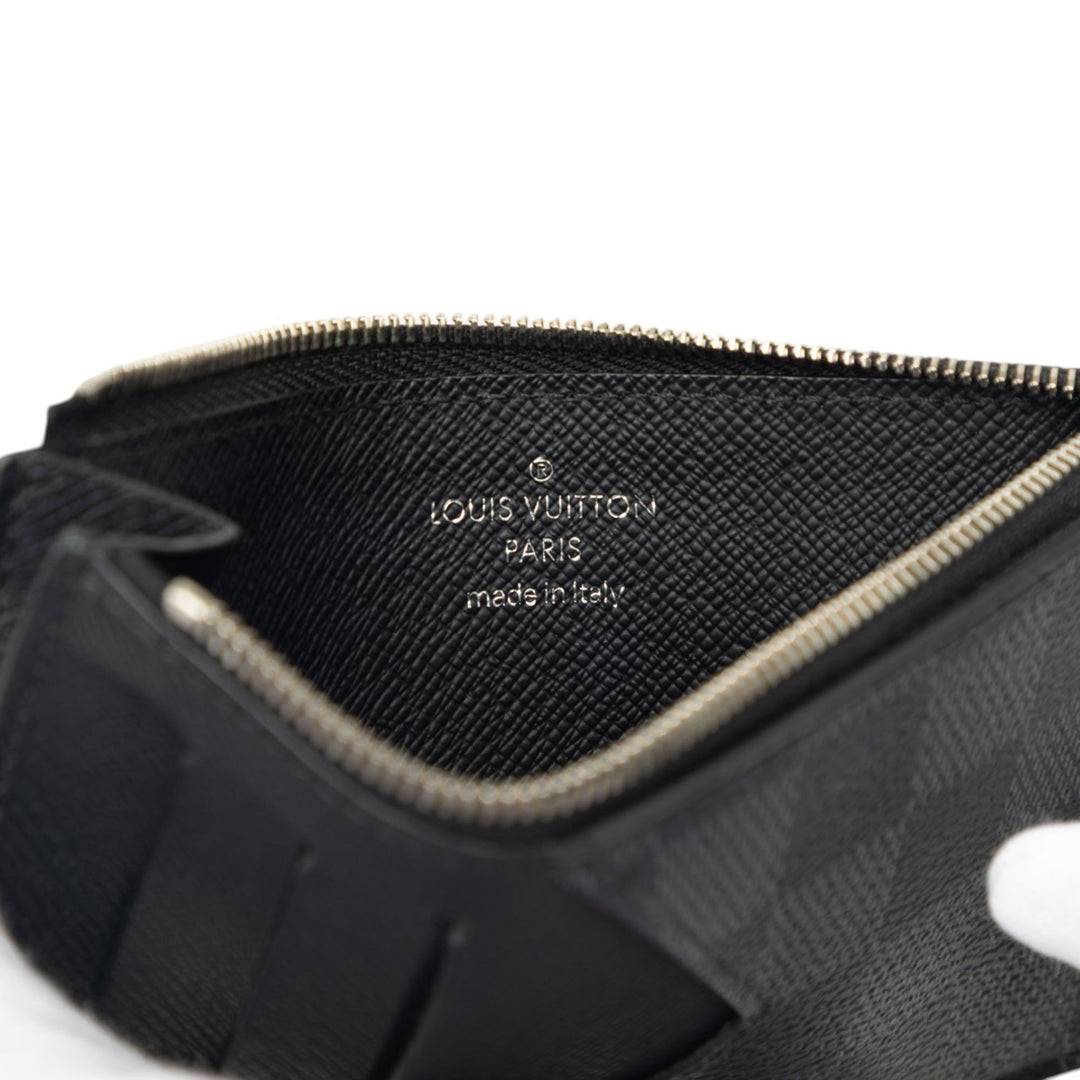 Coin Porte-cartes Damier Graphite Noir