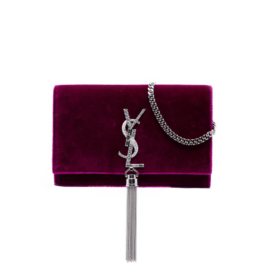 Saint Laurent Small Velours Monogram Kate Pompon Sac porté croisé