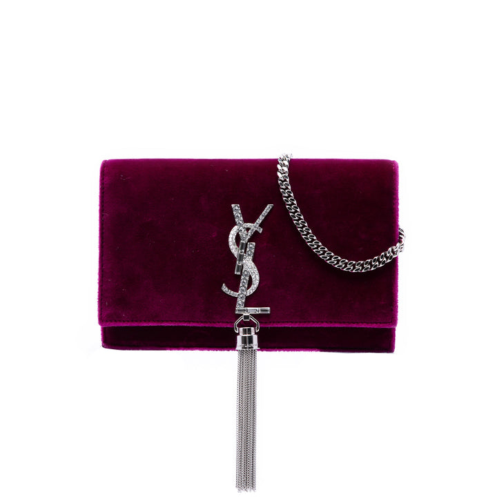 Saint Laurent Small Velours Monogram Kate Pompon Sac porté croisé