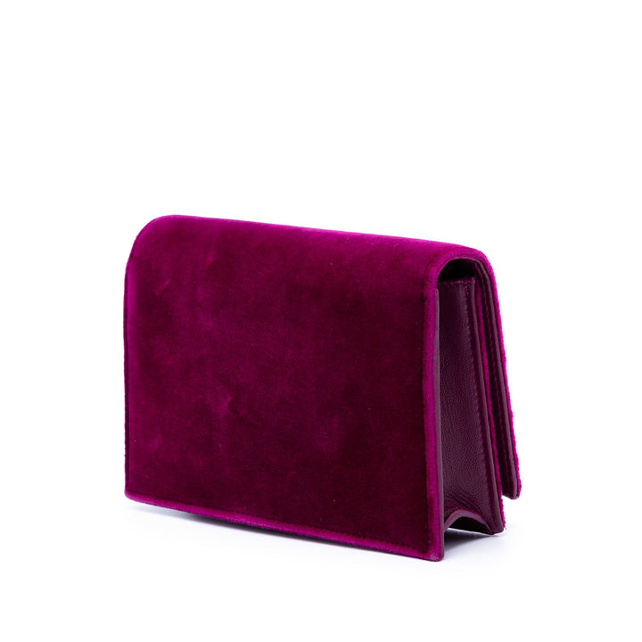 Saint Laurent Small Velours Monogram Kate Pompon Sac porté croisé
