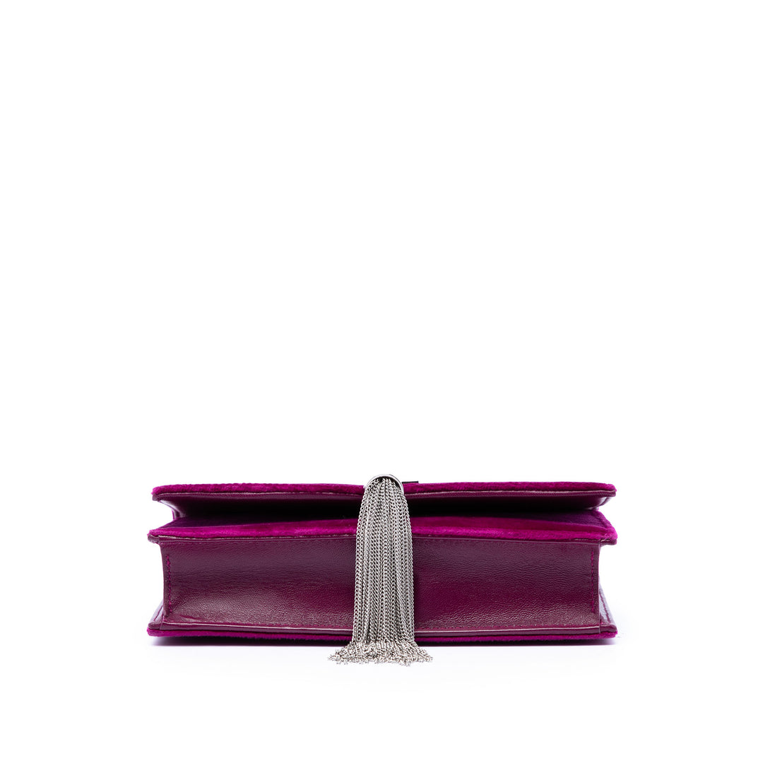 Saint Laurent Small Velours Monogram Kate Pompon Sac porté croisé
