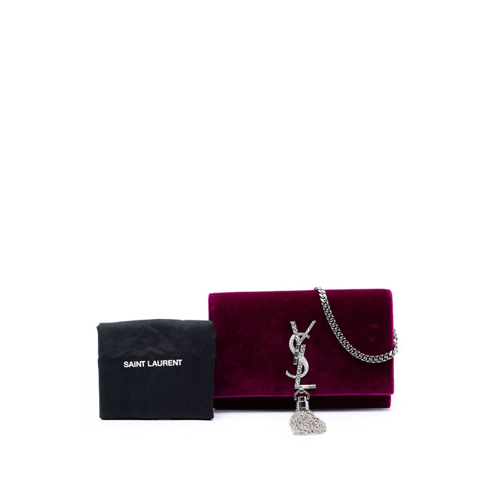 Saint Laurent Small Velours Monogram Kate Pompon Sac porté croisé
