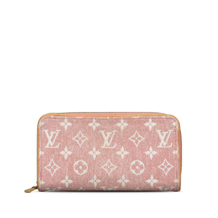 Monogram Denim Jacquard Zippy Wallet Pink - Gaby Paris