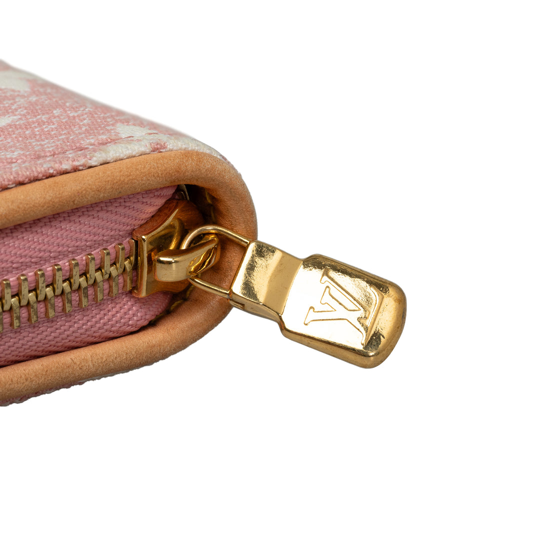 Monogram Denim Jacquard Zippy Wallet Pink - Gaby Paris