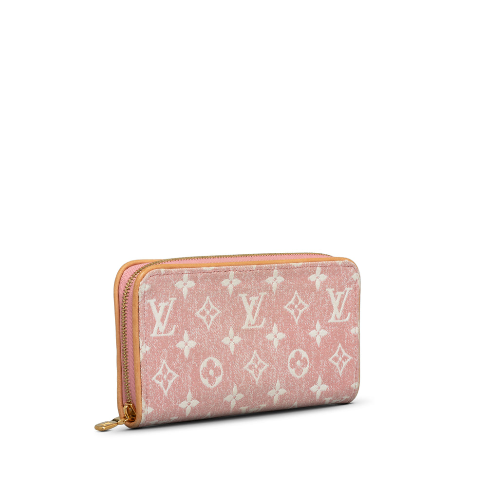 Monogram Denim Jacquard Zippy Wallet Pink - Gaby Paris