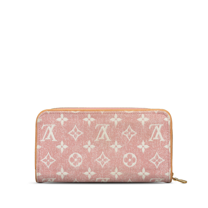 Monogram Denim Jacquard Zippy Wallet Pink - Gaby Paris