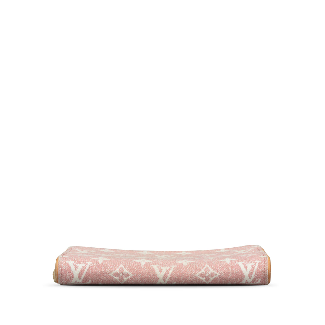 Monogram Denim Jacquard Zippy Wallet Pink - Gaby Paris