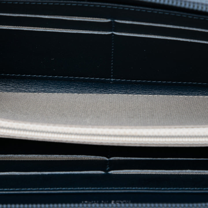 CC Portefeuille long zippé Cuir caviar Bleu