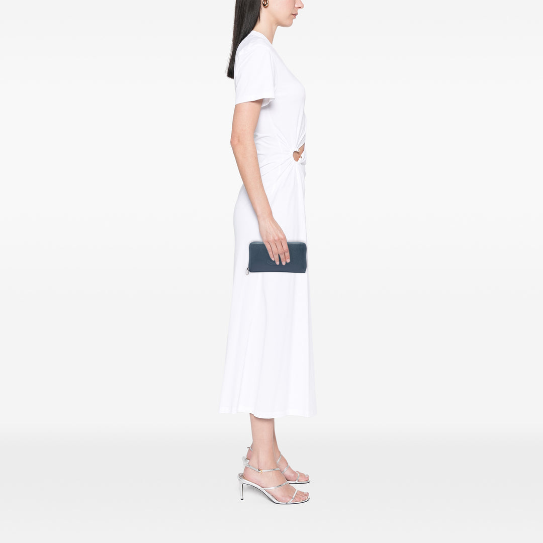 CC Portefeuille long zippé Cuir caviar Bleu