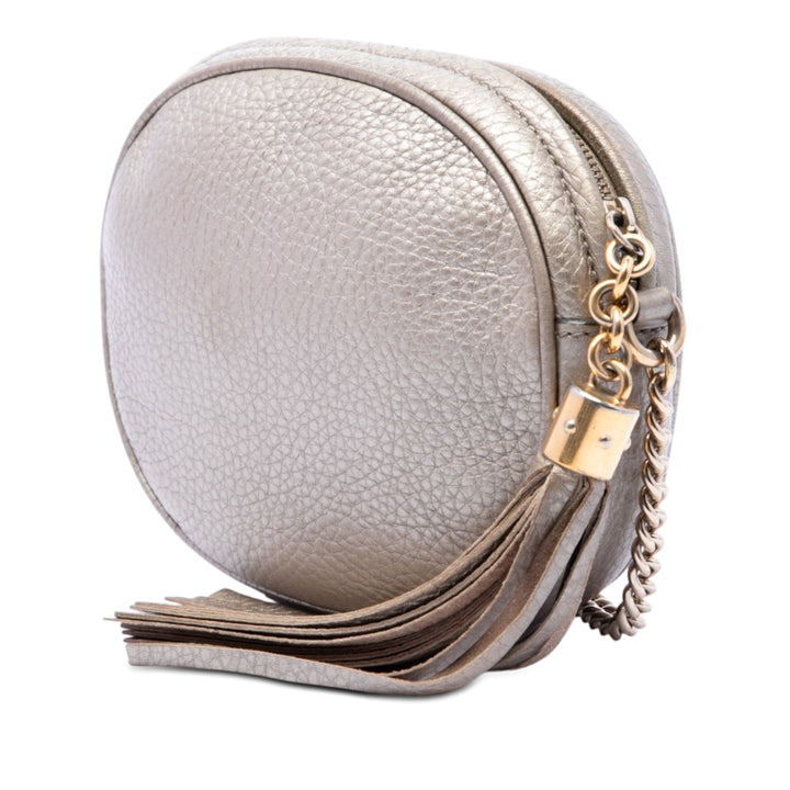 Gucci Mini Metallic Pebbled Cuir de veau Soho Chain Sac porté croisé