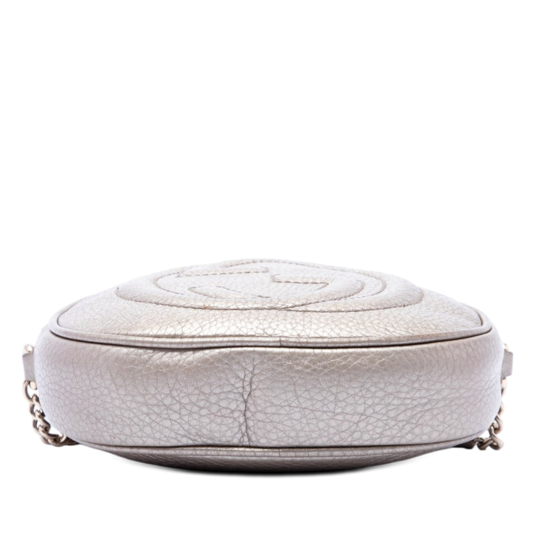 Gucci Mini Metallic Pebbled Cuir de veau Soho Chain Sac porté croisé