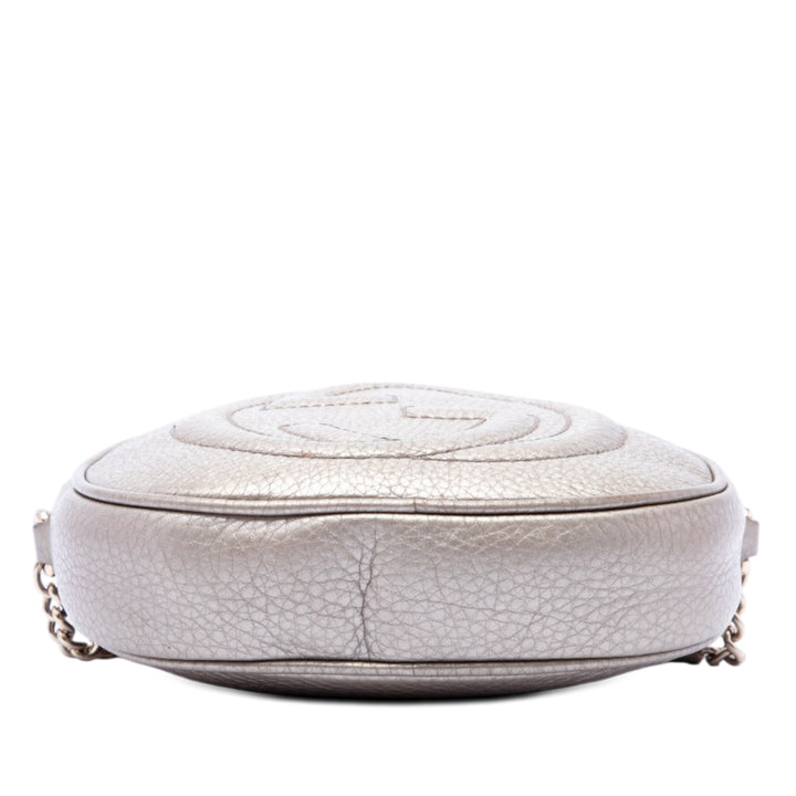 Gucci Mini Metallic Pebbled Cuir de veau Soho Chain Sac porté croisé