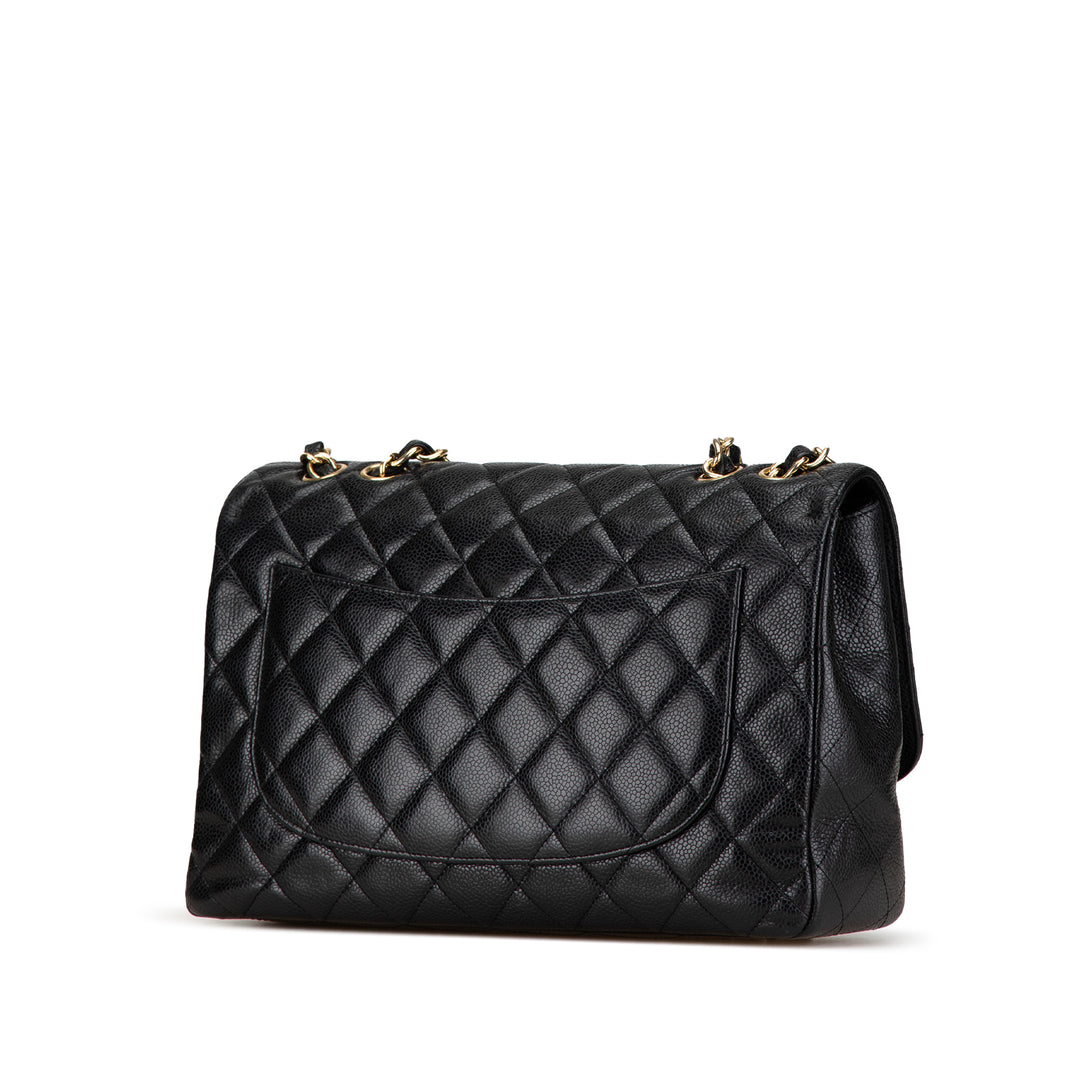 Jumbo Classic Caviar Single Flap Black - Gaby Paris