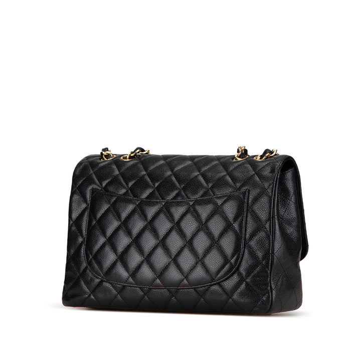 Jumbo Classic Caviar Single Flap Black - Gaby Paris