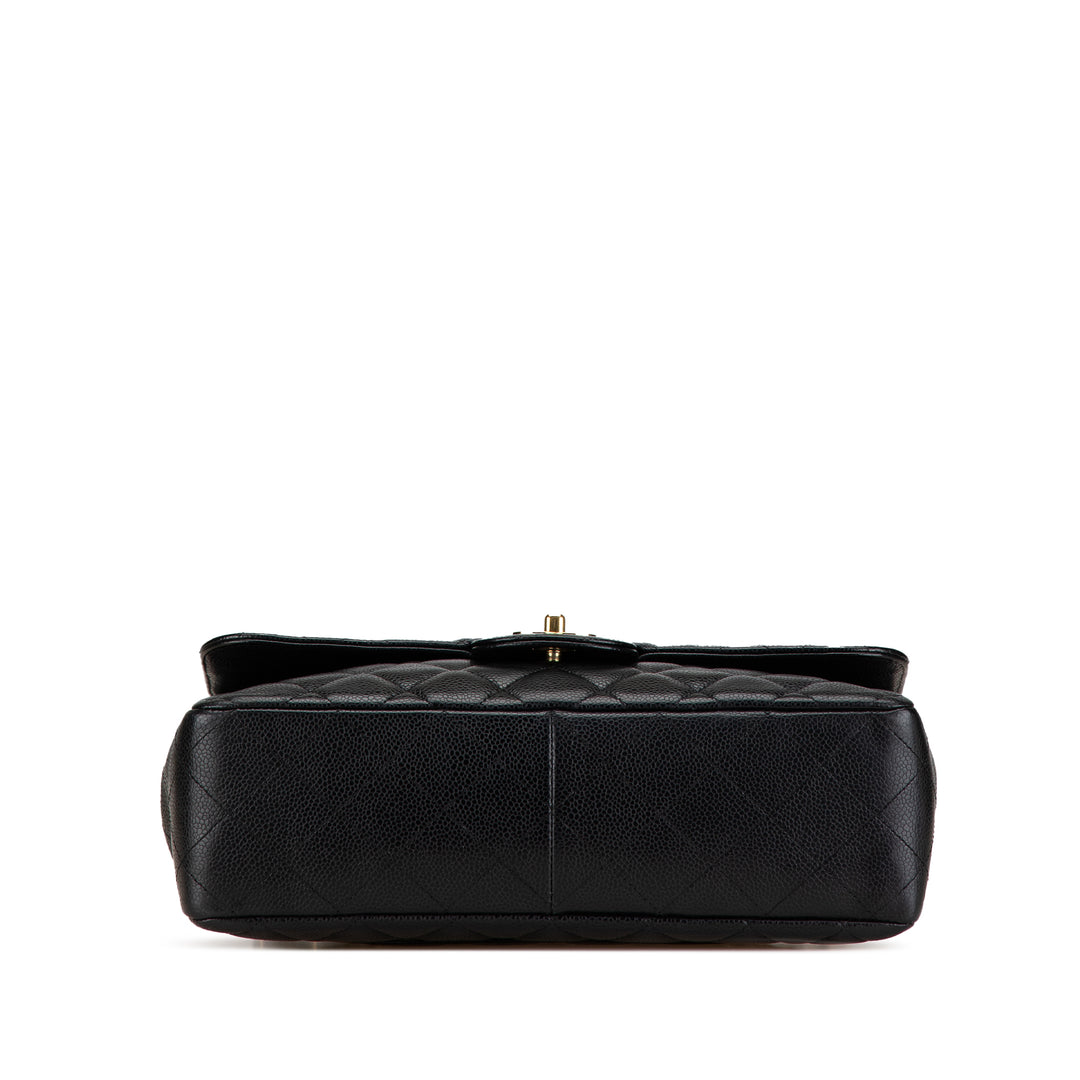 Jumbo Classic Caviar Single Flap Black - Gaby Paris