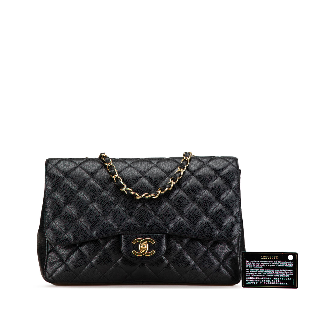 Jumbo Classic Caviar Single Flap Black - Gaby Paris