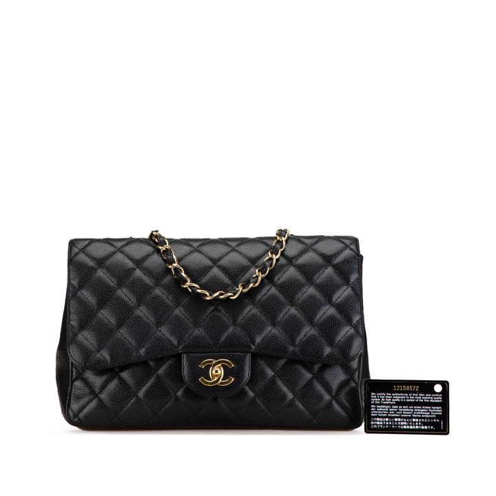 Jumbo Classic Caviar Single Flap Black - Gaby Paris