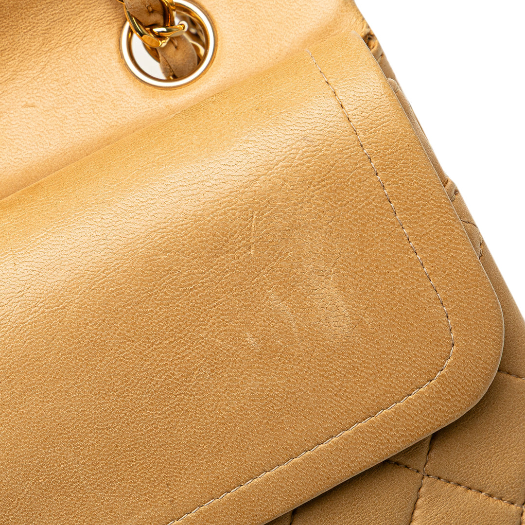 Medium Classic Lambskin Double Flap Brown - Gaby Paris