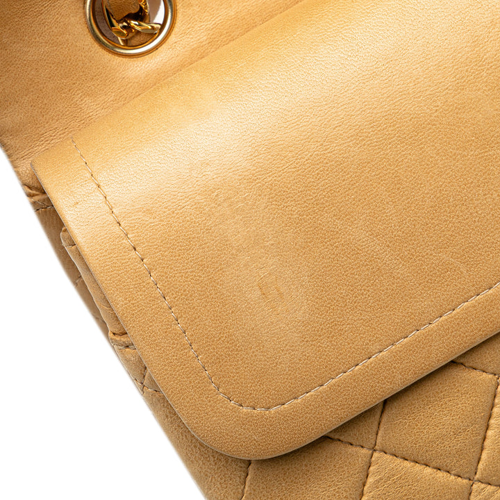 Medium Classic Lambskin Double Flap Brown - Gaby Paris