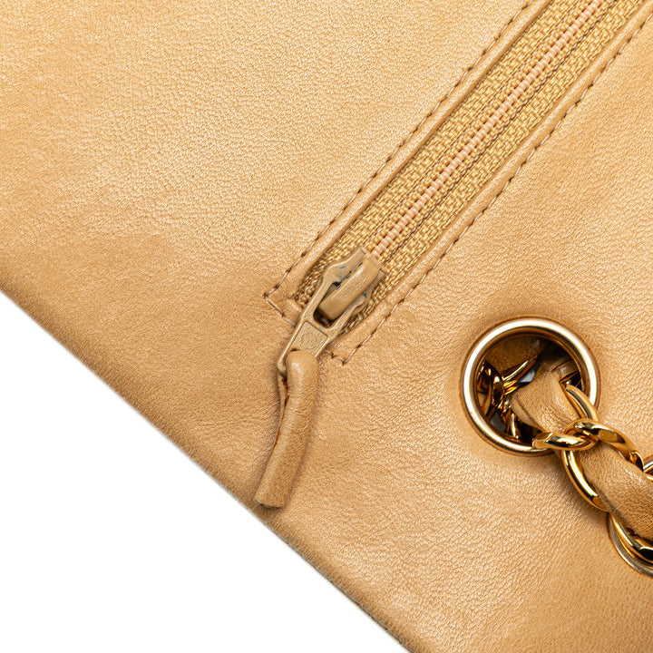 Medium Classic Lambskin Double Flap Brown - Gaby Paris