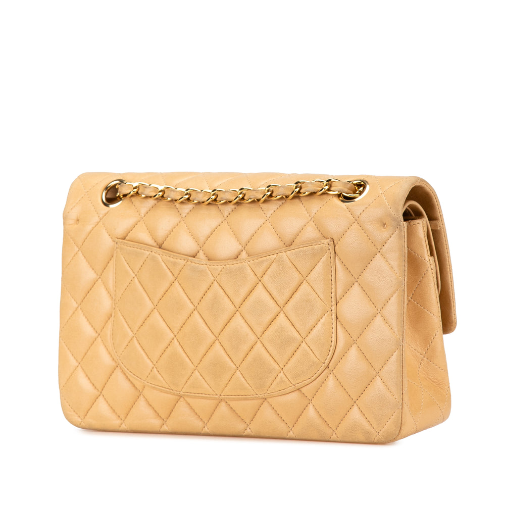 Medium Classic Lambskin Double Flap Brown - Gaby Paris