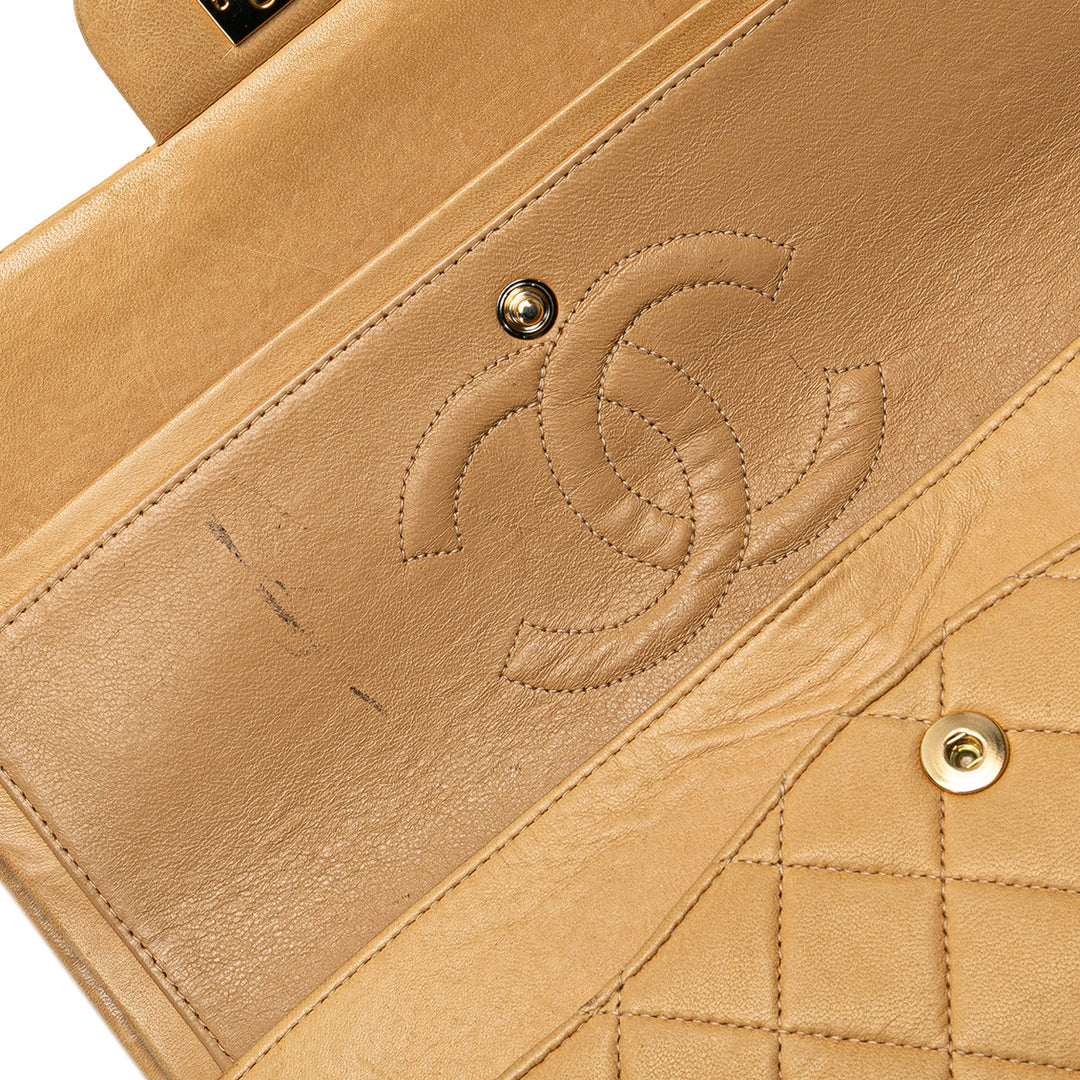 Medium Classic Lambskin Double Flap Brown - Gaby Paris