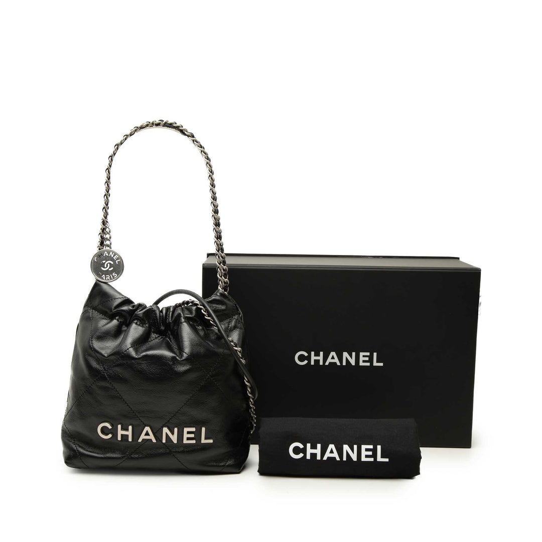 brillant 22 Sac Mini Cuir de veau Noir