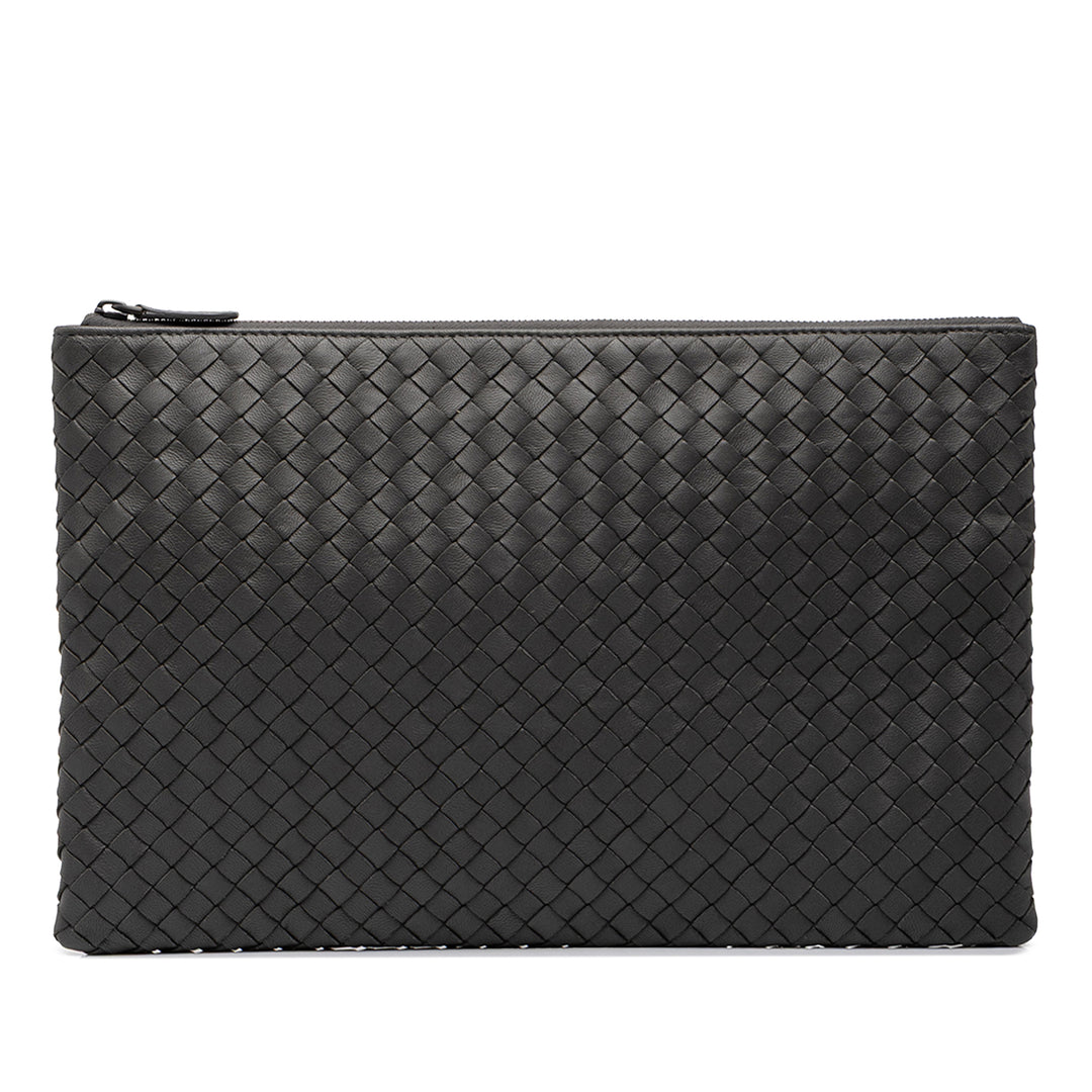 Intrecciato Zippé Pochette nappa Gris