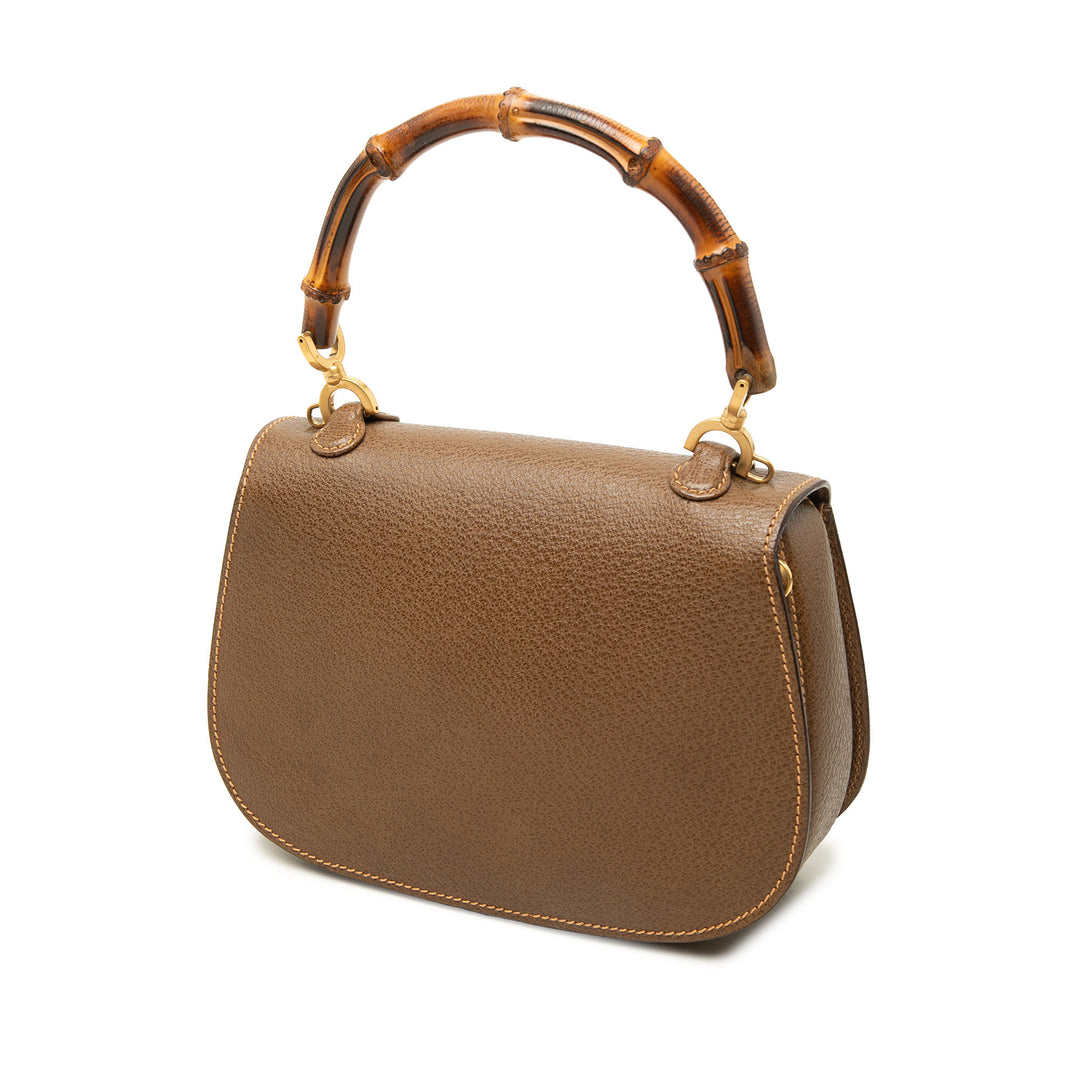Gucci Sac à main grainé Bamboo Night Petit Cuir de veau grainé Marron – vue 2 – GABY PARIS