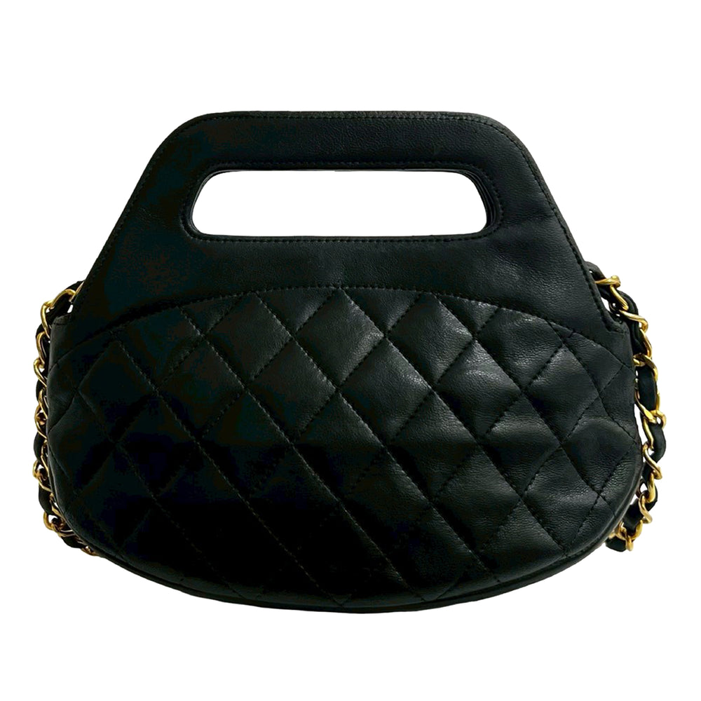 Chanel Sac à main CC Matelassé Rond structuré Cuir d'agneau Noir – vue 2 – GABY PARIS