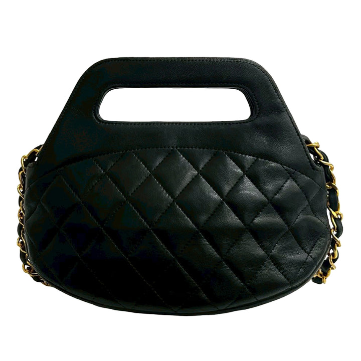 Chanel Sac à main CC Matelassé Rond structuré Cuir d'agneau Noir – vue 2 – GABY PARIS