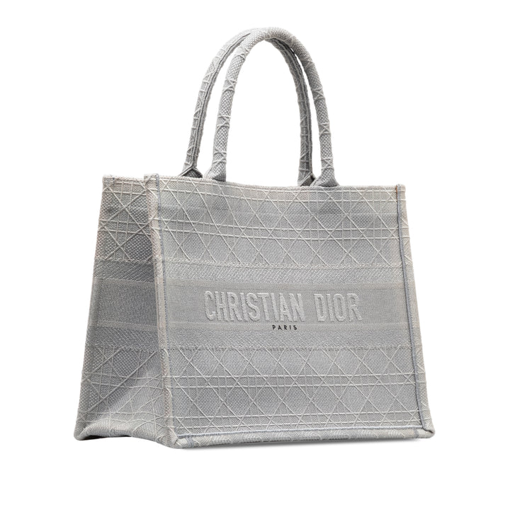 Dior Medium Cannage Embroidered Book Cabas Gris
