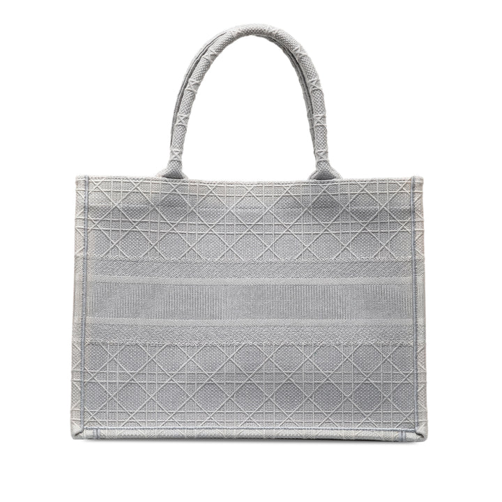 Dior Medium Cannage Embroidered Book Cabas Gris