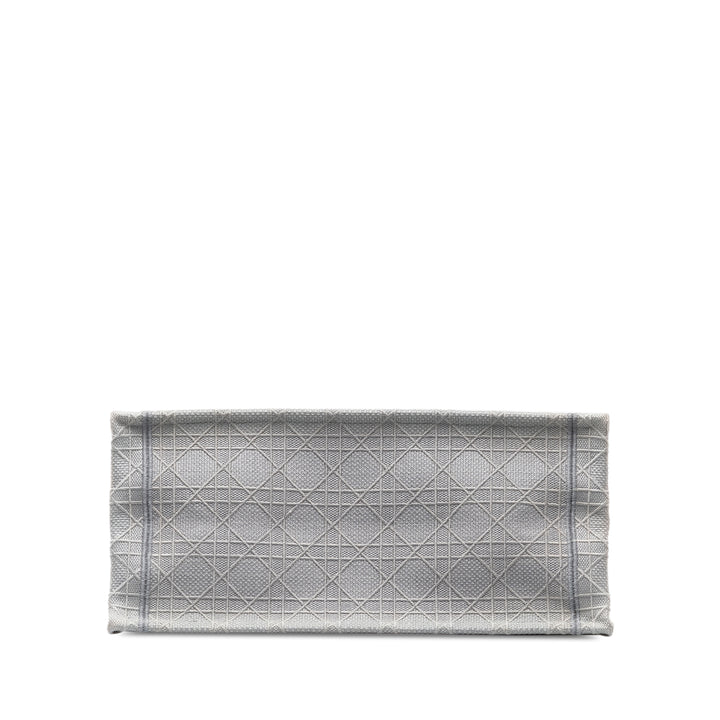 Dior Medium Cannage Embroidered Book Cabas Gris