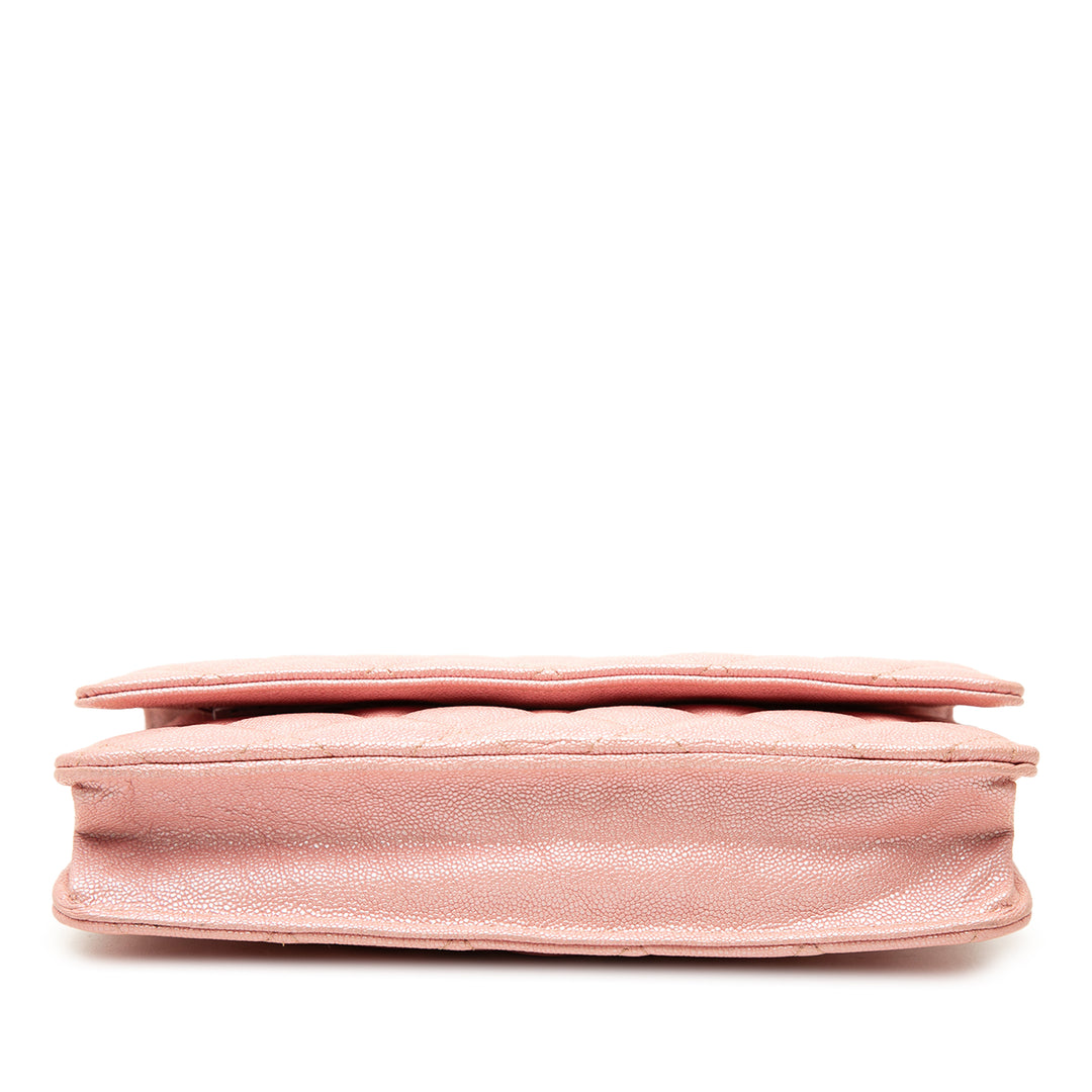 CC Matelassé Irisé Wallet on Chain Cuir caviar Rose