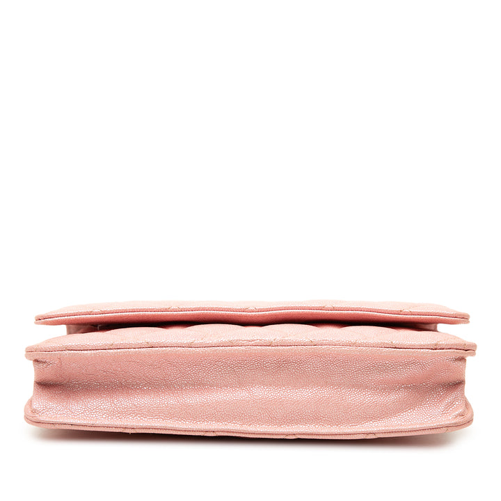 CC Matelassé Irisé Wallet on Chain Cuir caviar Rose