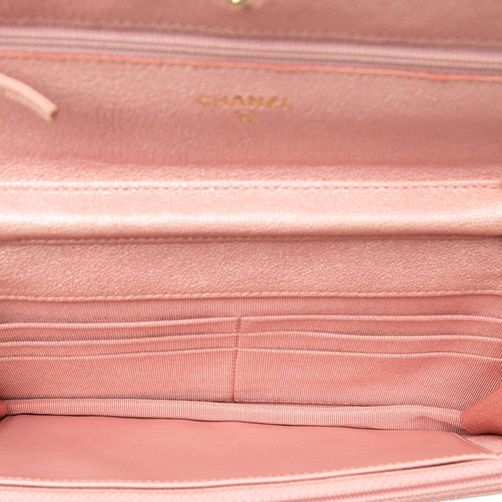 CC Matelassé Irisé Wallet on Chain Cuir caviar Rose