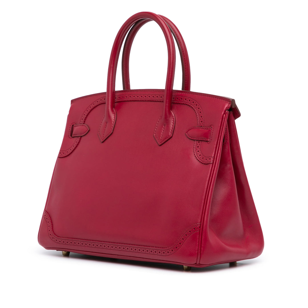 Tadelakt and Ghillies Birkin Retourne 30 Red - Gaby Paris