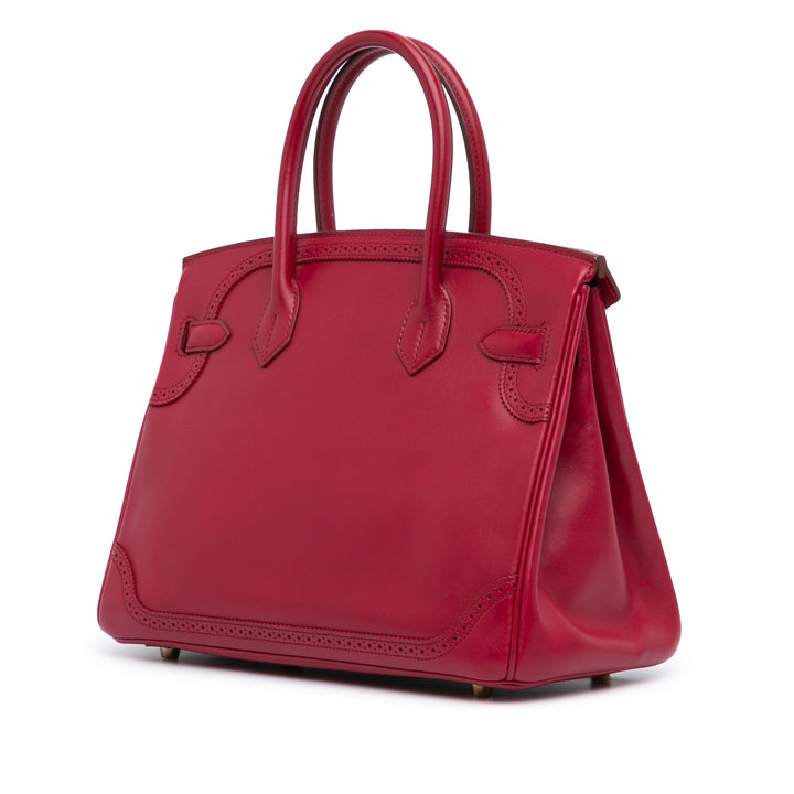 Tadelakt and Ghillies Birkin Retourne 30 Red - Gaby Paris