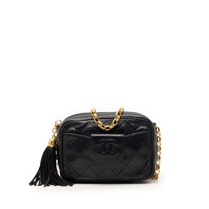 Chanel CC Matelassé Cuir d’agneau Pompon Sac caméra