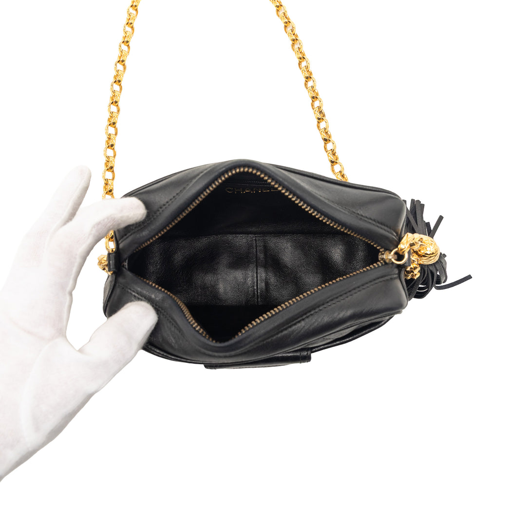 Chanel CC Matelassé Cuir d’agneau Pompon Sac caméra